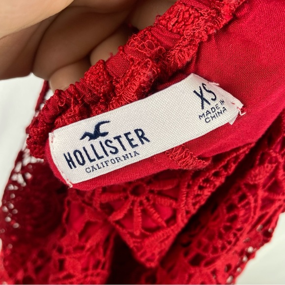 Hollister Red Lace Open Back Above The Knee Dress - Picture 11 of 11